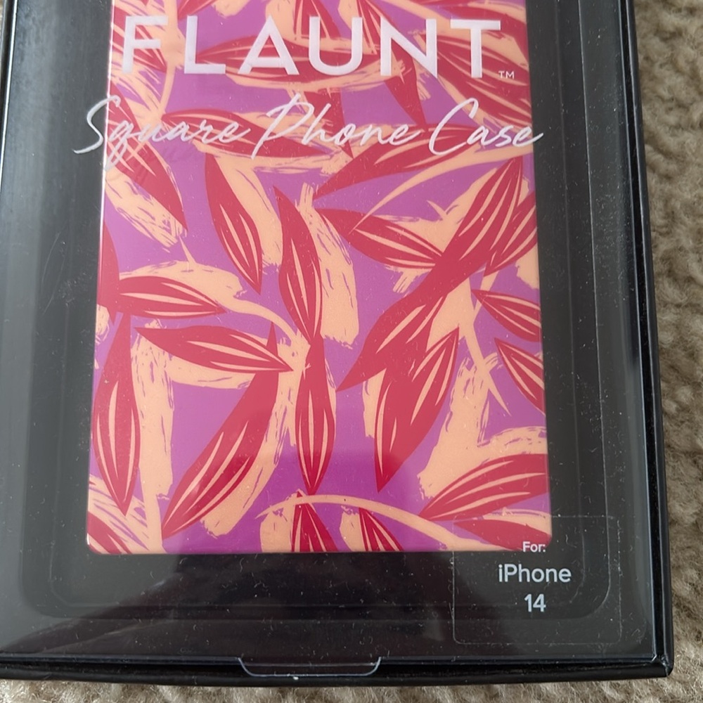 NEW IN BOX Flaunt Apple iPhone 14 Phone Case - Pink Red Tan Tropical Theme - Picture 2 of 4